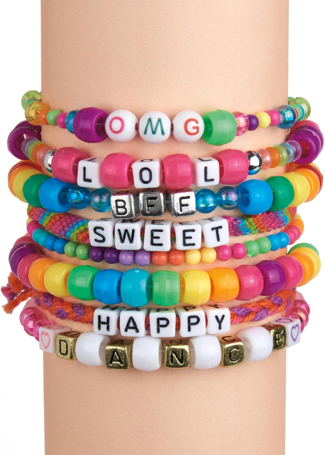 Cra-Z-Art Shimmer N Sparkle ABC Bead Bracelet Kit with 700+ Alphabet & Fashion Beads, Cords, Charms for Girls & DIY Jewelry Craft Set for Kids- Create Personalized Name Bracelets & Accessories