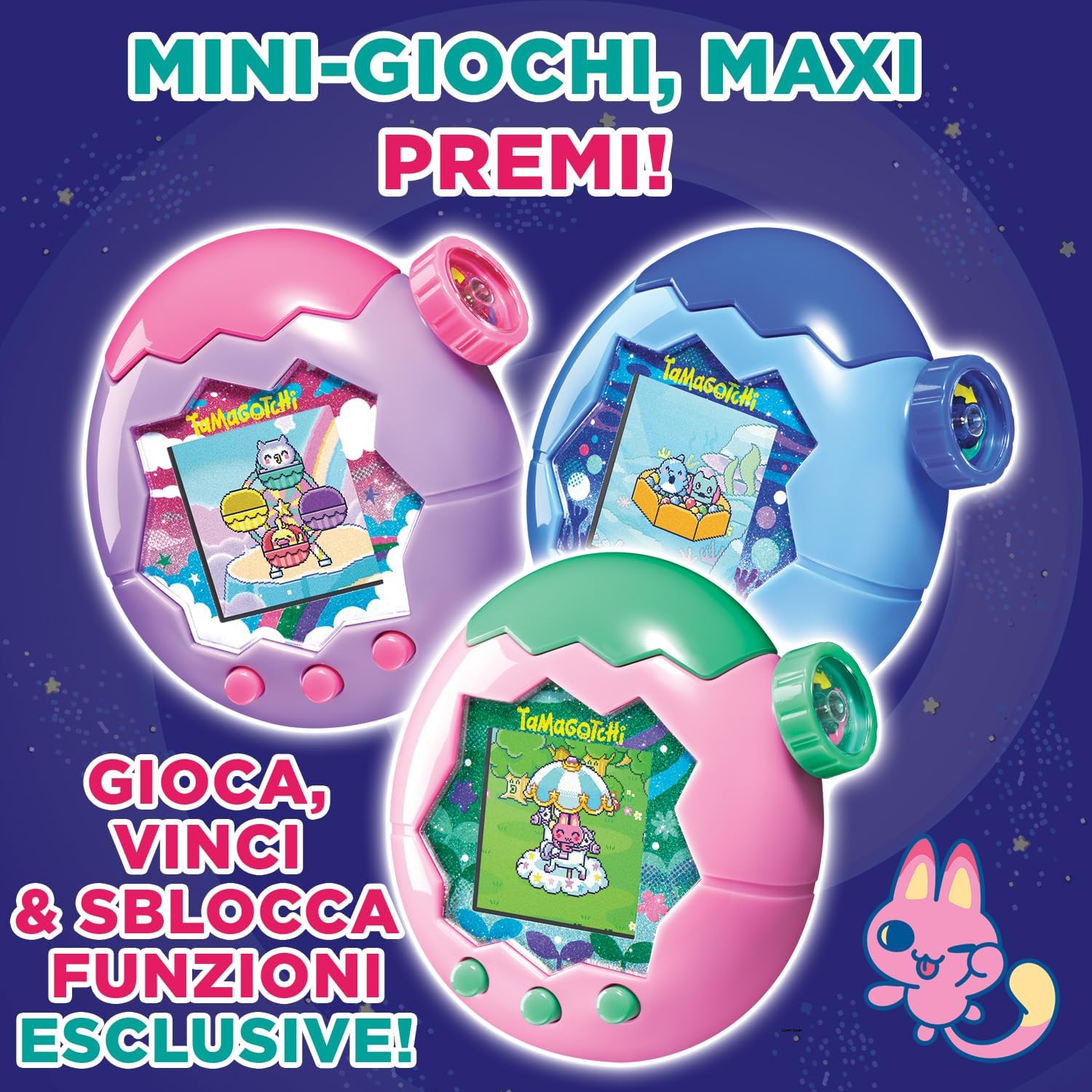 Bandai - Tamagotchi Paradise Ciel - Virtual Animal to Raise - Tamagotchi with Zoom Wheel - Interactive Toy in French - Purple and Pink Sky Model - Children's Toy Age 6+ - 43423