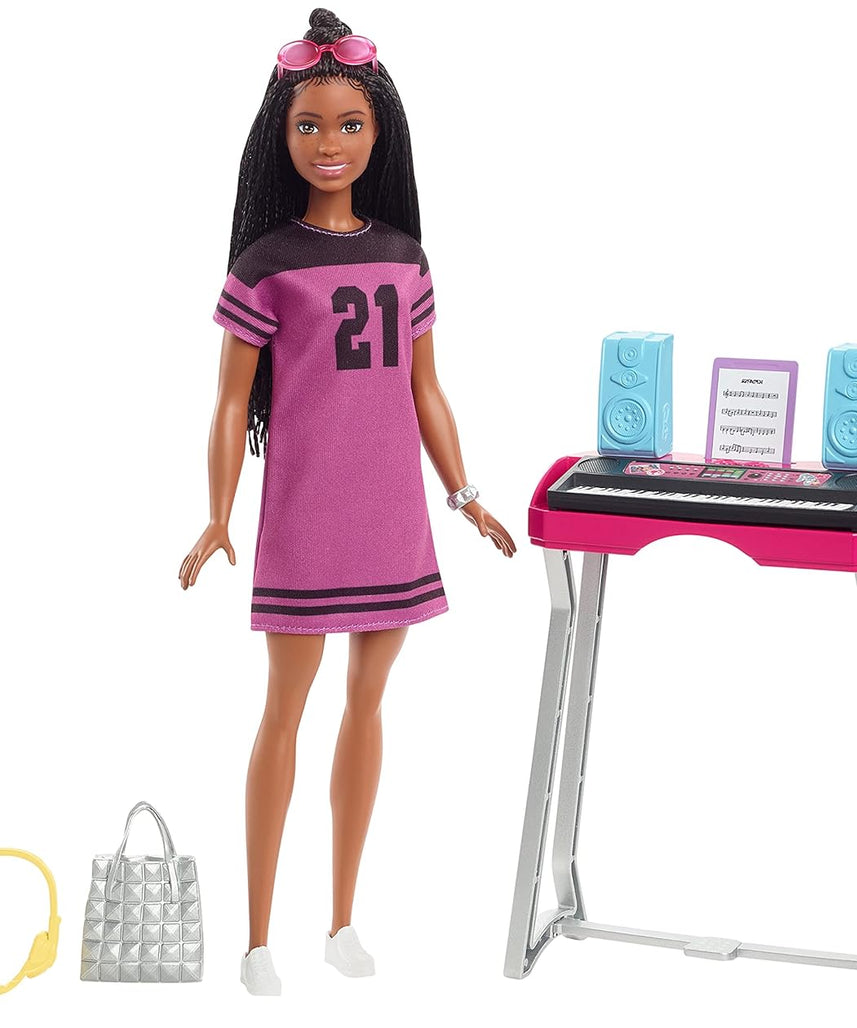 Barbie Big City Big Dreams Brooklyn Roberts Doll Music Studio Playset with Keyboard Accessories for Kids Ages 3 and Up