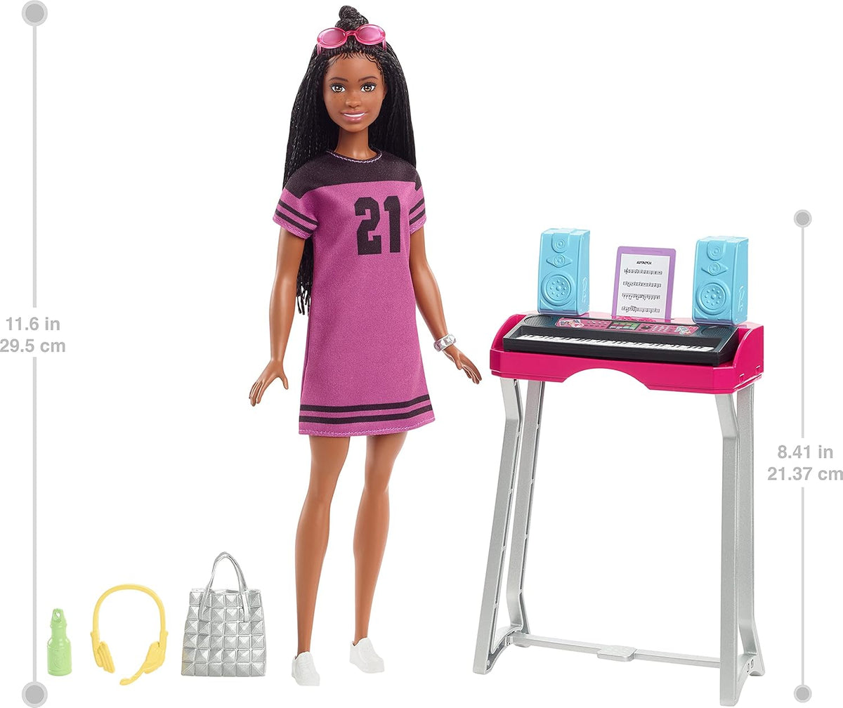 Barbie Big City Big Dreams Brooklyn Roberts Doll Music Studio Playset with Keyboard Accessories for Kids Ages 3 and Up