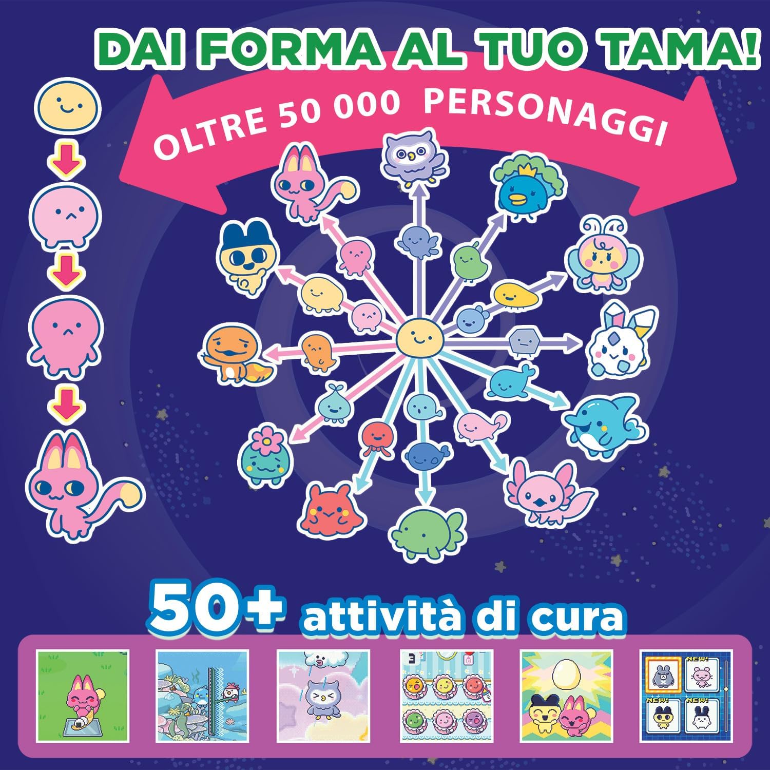 Bandai - Tamagotchi Paradise Ciel - Virtual Animal to Raise - Tamagotchi with Zoom Wheel - Interactive Toy in French - Purple and Pink Sky Model - Children's Toy Age 6+ - 43423