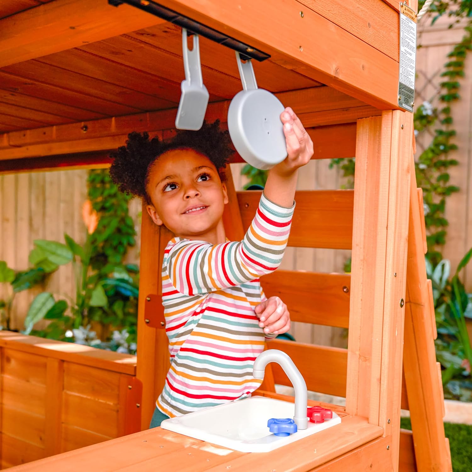 KidKraft Falcon Ridge Wooden Swing Set / Playset – Outdoor Playhouse with Slides, Swings, Rock Wall, Clubhouse, and Deluxe Kitchen for Kids Age 3-10 Years