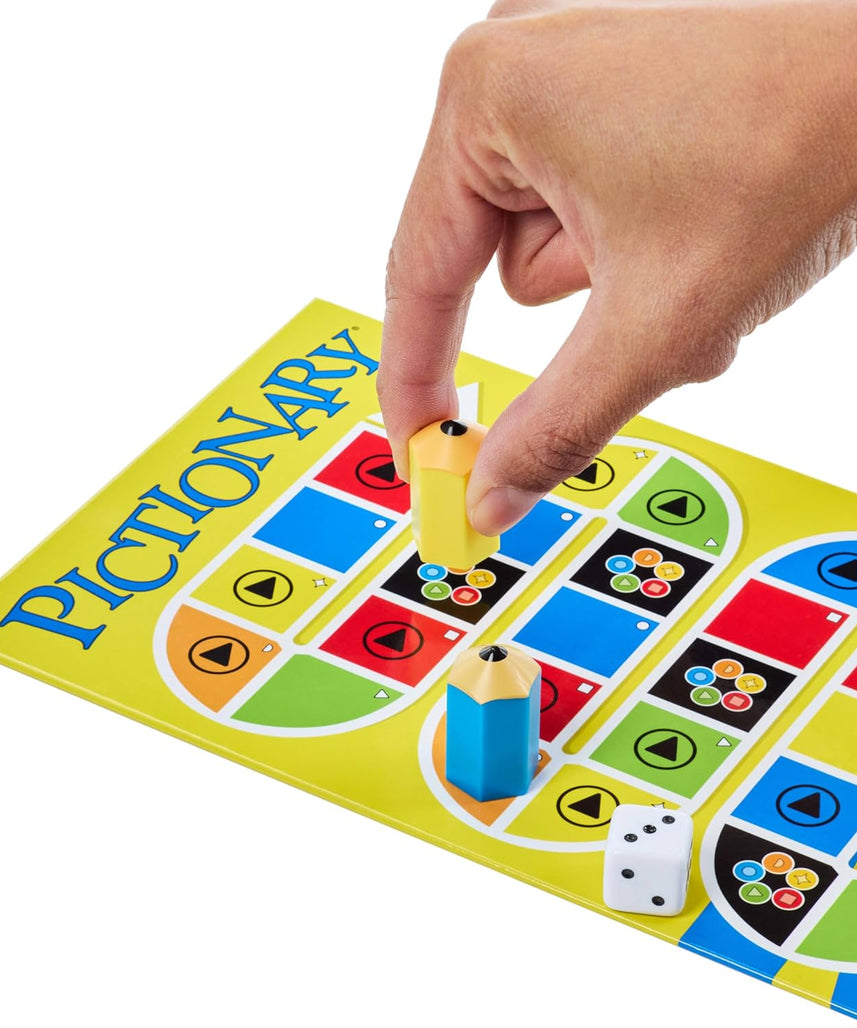 Mattel Games Pictionary Family Board Game for Kids, Adults and Game Night for 2 Teams with Erasable Markers, Boards and Sand Timer