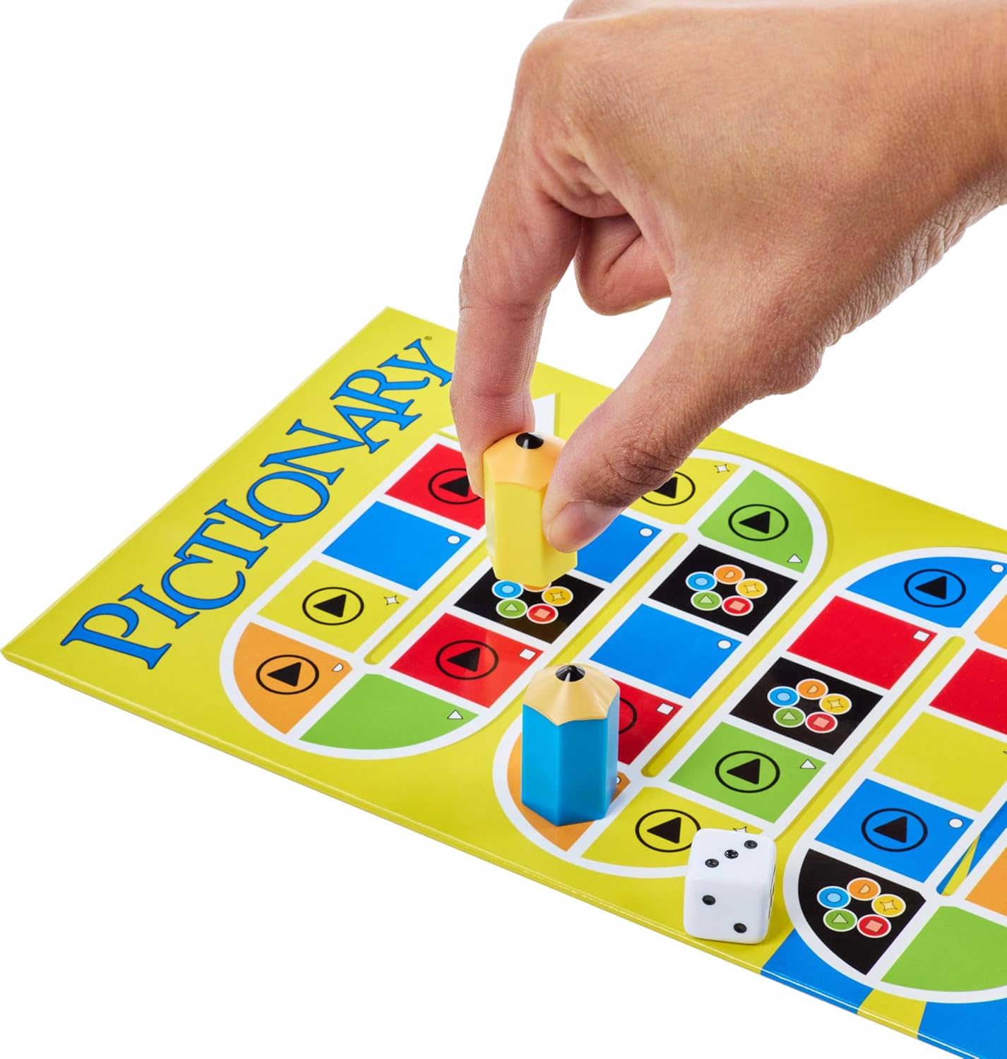 Mattel Games Pictionary Family Board Game for Kids, Adults and Game Night for 2 Teams with Erasable Markers, Boards and Sand Timer