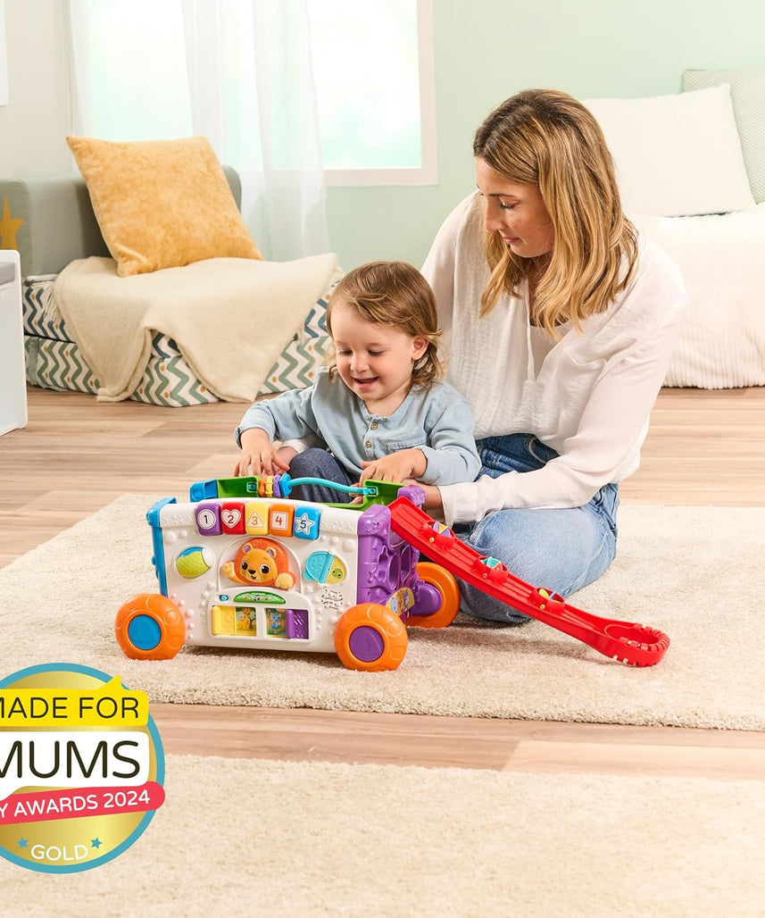 VTech Sort & Discover Activity Wagon Toddler Pull Along Learning Toy with Light-Up Panel Shape Sorter and Gears Multicolour 12m+