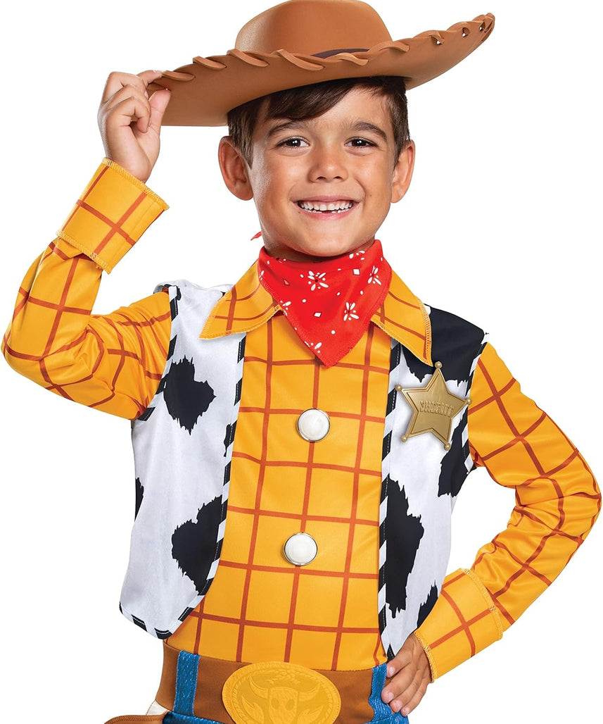 Disguise Disney Pixar Woody Toy Story 4 Deluxe Boys' Costume, Multi, Medium (7-8)