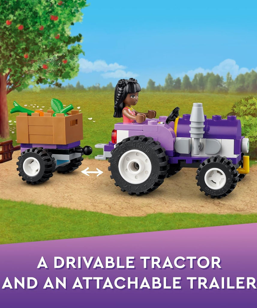 مجموعة بناء ليجو فريندز مزرعة عضوية ٤١٧٢١، ٨٢٦ قطعة تتضمن مزرعة وجرارًا ومقطورة وأحصنة وحيوانات، و٤ دمى صغيرة، لعبة تظاهرية للأطفال من سن ٧ سنوات فما فوق
