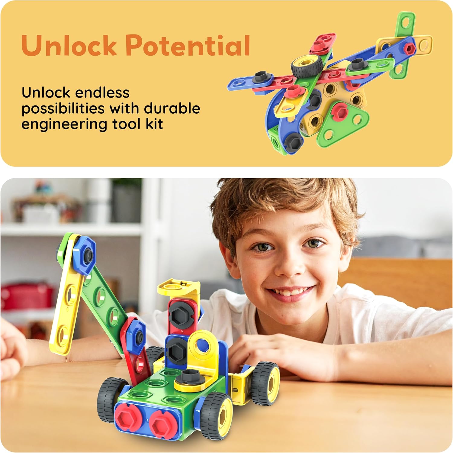 PicassoTiles STEM Learning Toys 152 Piece Building Block Set Kid Toy Construction Engineering Kit Educational Blocks w/Idea Book Design Guide, Storage Carry Box, Power Drill, Ratchet, Age 3+ PTN152