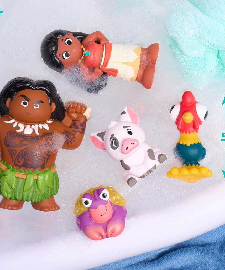 Disney Moana Bath Caddy, 6-pieces, 5 Bath Toy Figures