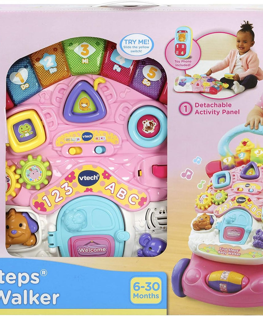 Vtech First Steps Baby Walker Pink With Blue Handle