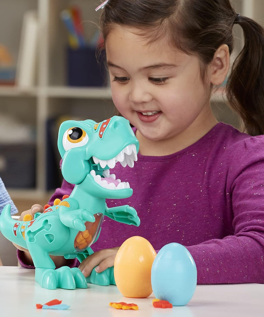 بلاي دوه هاسبرو تي ريكس دينو كرو جلاتونوس تيرانوصور، أصوات ديناصورات ممتعة، 3 بيضات بلاي دوه 70 غرام، صديق البتروداكتيل، متعدد الألوان، F1504FF2