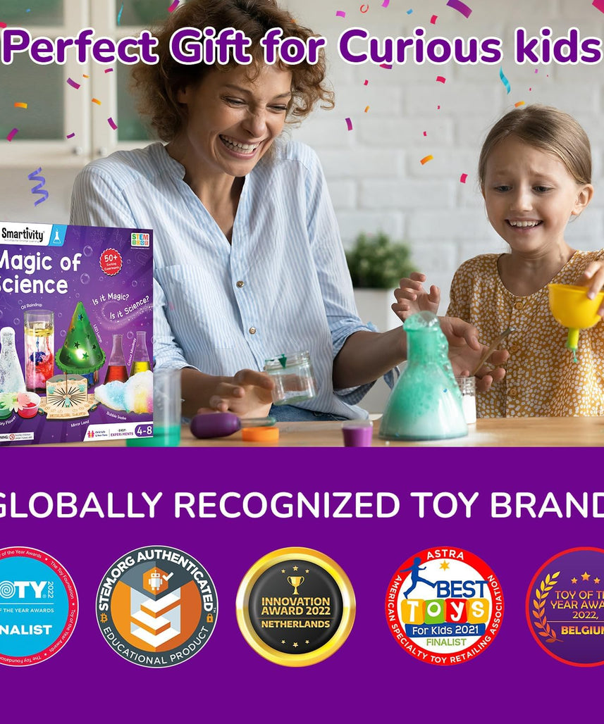 Smartivity Magic of Science Experiment Kit for Kids 4+ Years, STEM Chemistry and Physics Lab, 50 Experiments, Educational Science Toy, Birthday Gift for Boys and Girls