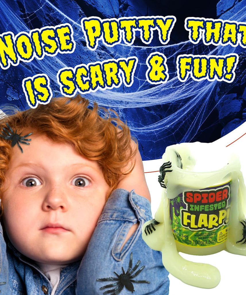 JA-RU Spider Infested Flarp Putty, 3-Pack Sensory Squishy Noise Putty with Creepy Spider Designs + Stress Relief Fidget Toy for Kids & Adults, Perfect for ADHD, Autism, Party Favors & Easter (345-3)
