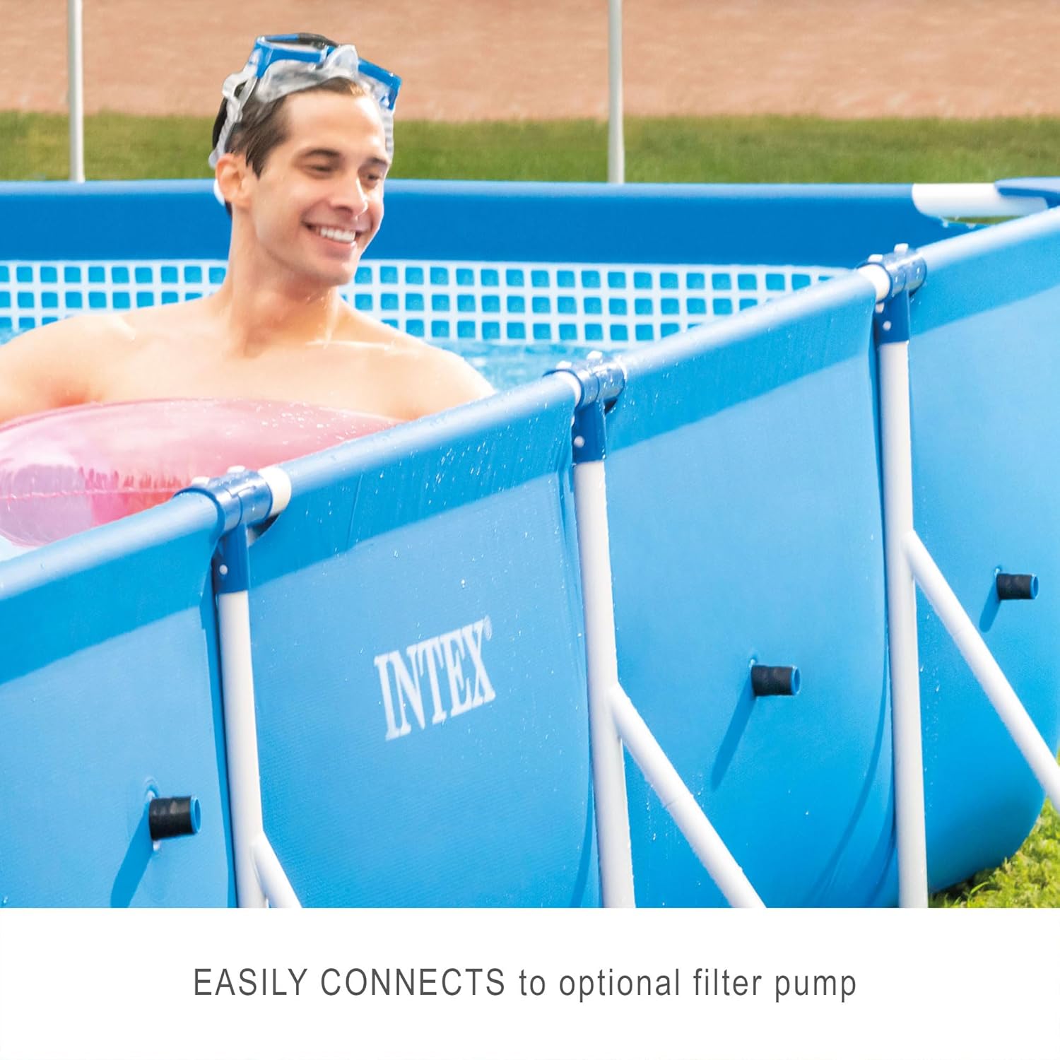 Intex 28273NP Rectangular Frame Pool – 17.7 x 86.6 x 33.1 inches (450 x 220 x 84 cm), Durable Above-Ground Pool for Summer Fun