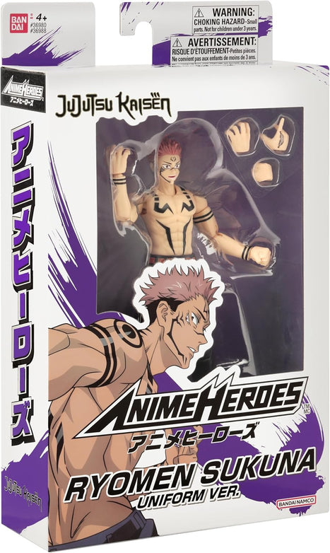 Bandai Anime Heroes - Jujutsu Kaisen - Ryomen Sukuna Uniform Version - 17 cm Figure - Officially Licensed Jujutsu Kaisen Figure - Movable Action Figure Sukuna - Toy from 4 Years - 36988