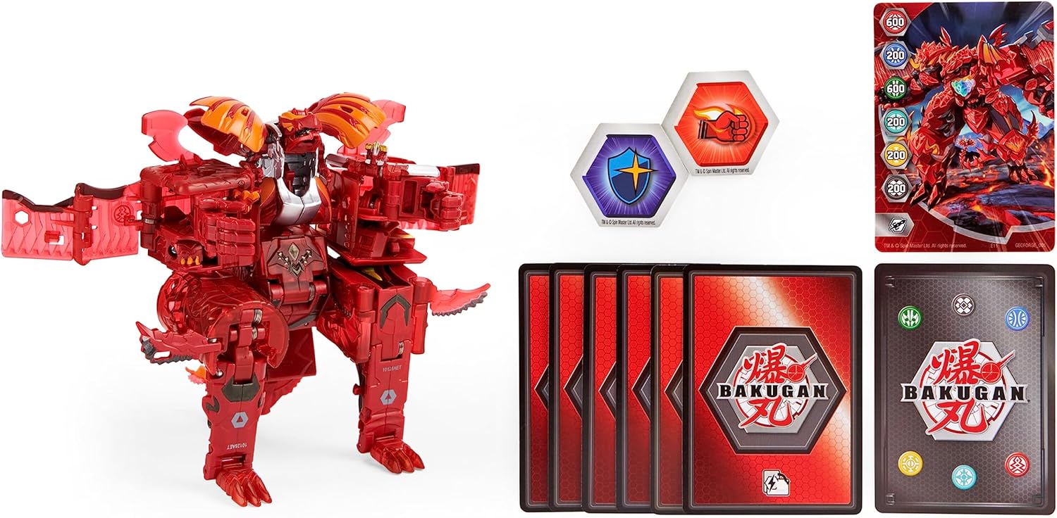 Bakugan GeoForge Dragonoid 7-in-1, Exclusive True Metal Dragonoid with 6 Geogan Collectibles, Action Figure Toy for Kids 6+