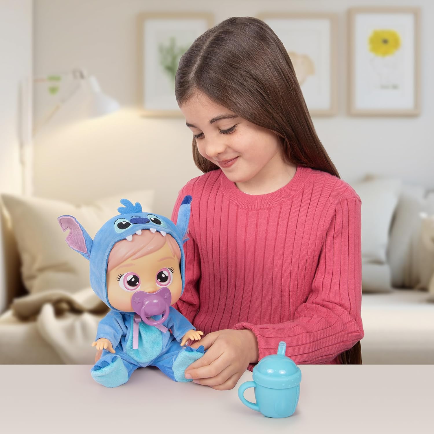 Cry Babies Loving Care Disney Stitch, Comes with Stitch Costume, Includes Accessories, Baby Doll, Pretend Play, Roleplay, 1 Years+