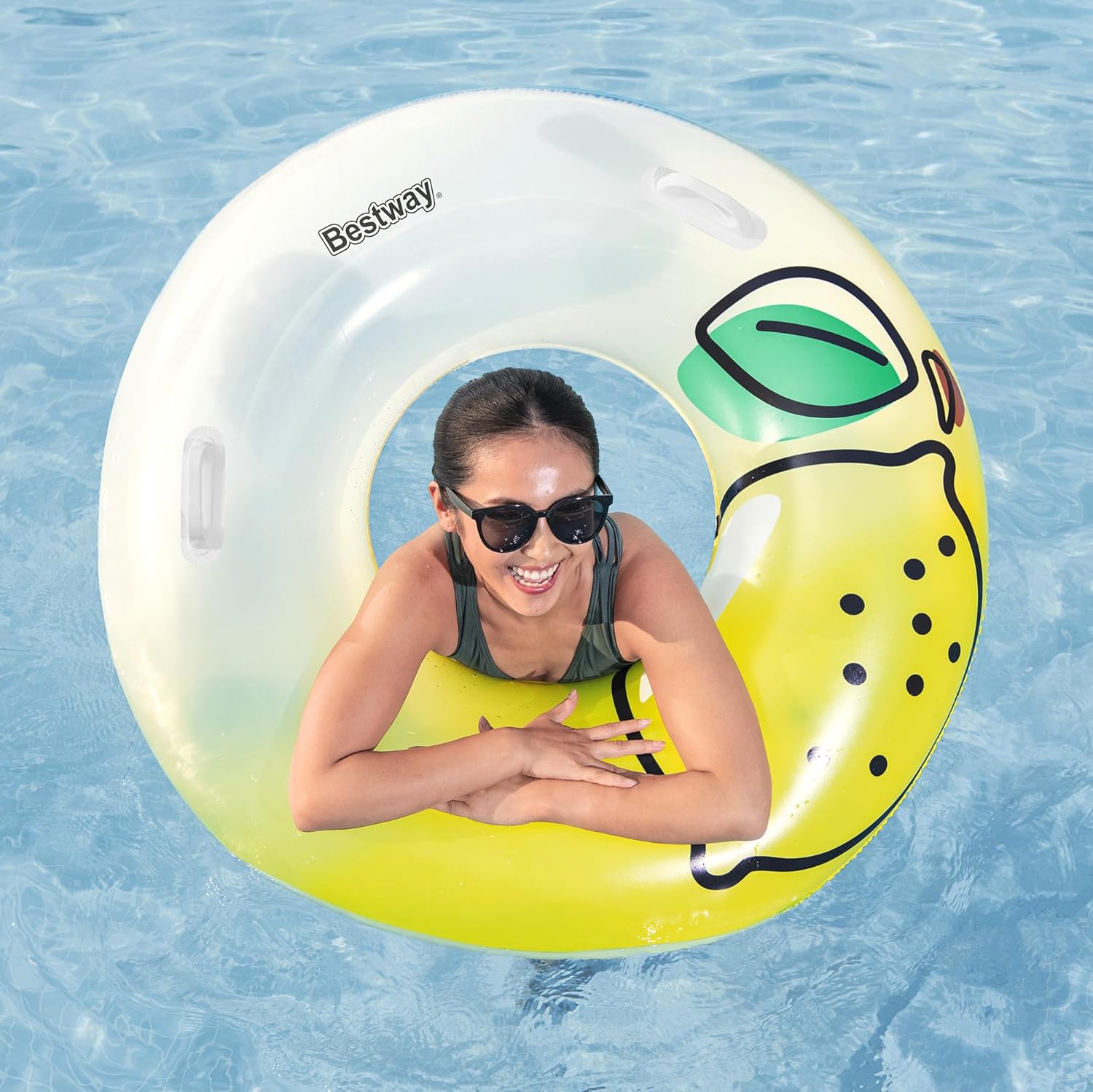 Bestway Swim Ring Fresh Squeezed Lemon Swim Tube 1.14M, Outdoor & Indoor Relaxation & Play, Swim Tubes, Pool Floats, Bright Graphics, Heavy-duty Handles