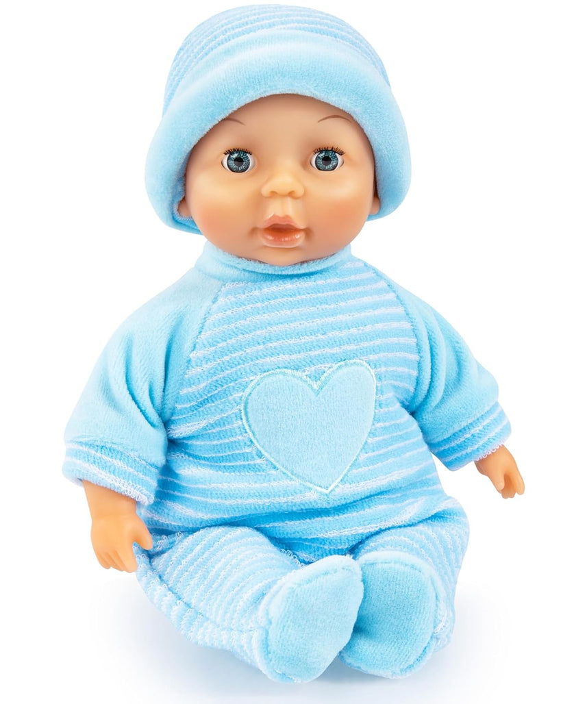 Bayer My First Blue Baby Doll 28cm Soft Body with Sleep-Closing Eyes, Cuddly Role Play Doll for Toddlers, 10M+ Months
