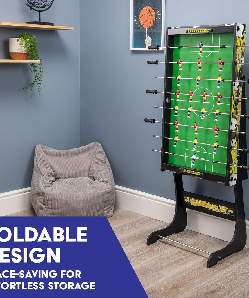 Powerplay 3ft Folding Football Table Game, Mini Table Football for Kids and Adults, Compact Foosball Table, Portable Design with Easy Storage, Indoor Game Table for Boys and Girls 5 Years+