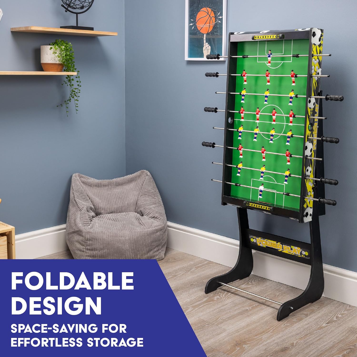 Powerplay 3ft Folding Football Table Game, Mini Table Football for Kids and Adults, Compact Foosball Table, Portable Design with Easy Storage, Indoor Game Table for Boys and Girls 5 Years+
