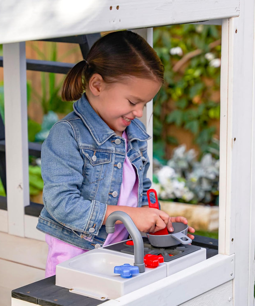 KidKraft Wrangler Way Swing Set / Two-Story Clubhouse Playset with Slides, Swings, Acrobar and Play Kitchen, Wooden Outdoor Swing Set for Kids Ages 3 to 10