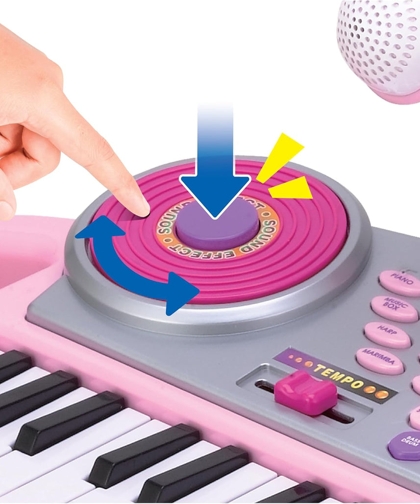 Winfun Keyboard Rock Star Set | 37-Key Kids Musical Toy with Light-Up Keys, Mic, DJ Pad & Stand | 8 Rhythms, 5 Drum Sounds & Tempo Control | Interactive Educational Music Toy for Kids 3+ Years
