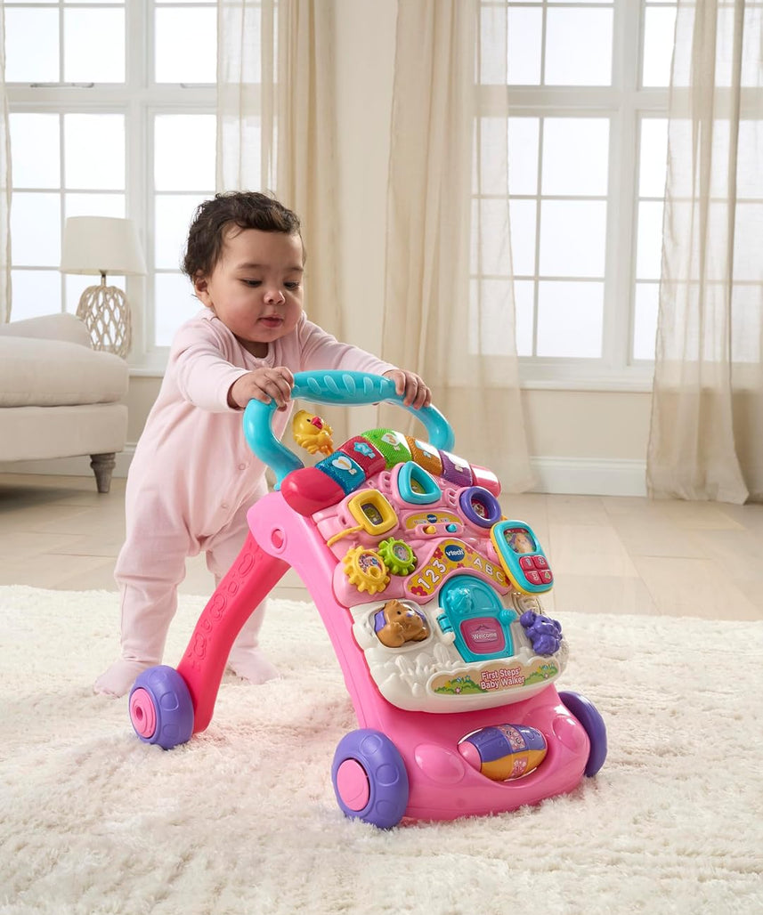 Vtech First Steps Baby Walker Pink With Blue Handle