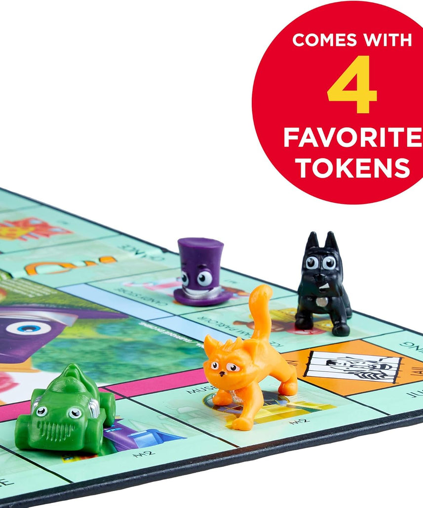 Monopoly Junior Board Game, Original Version C3889, Kid-Friendly Properties, Top Hat Token, Little Scottie, Little Hazel, Toy Car, Family Board Game, Ages 5+