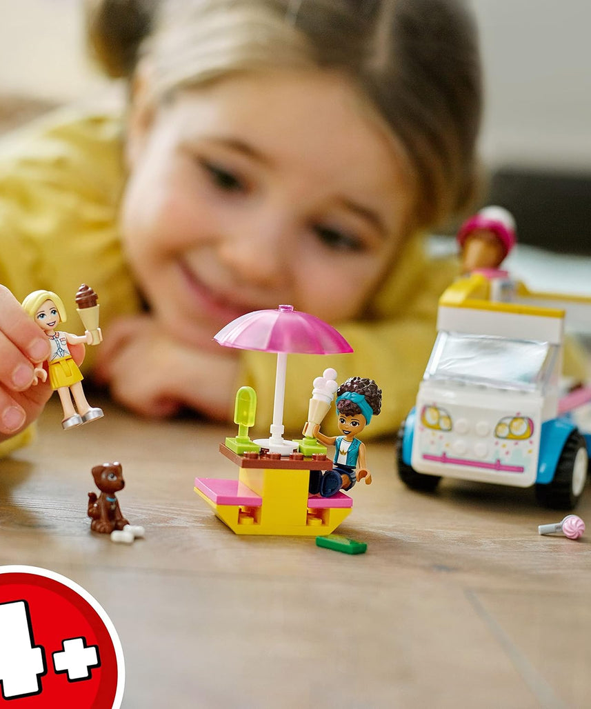مجموعة بناء شاحنة الآيس كريم 41715 من ليجو فريندز، 84 قطعة مع دميتي أندريا وروكسي الصغيرتين، وشخصية كلب وملحقاتها، لعبة تظاهر للأطفال من سن 4 سنوات فما فوق