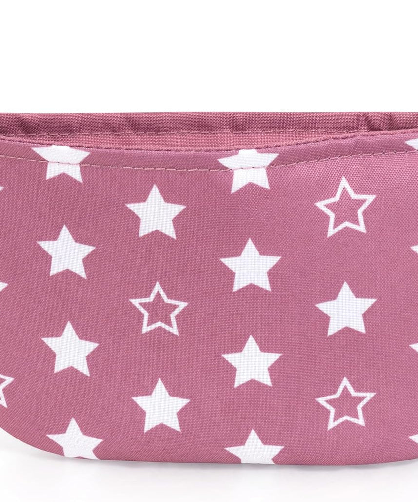 BAYER DOLLS BUGGY SET WITH BAG 46CM | Foldable, metal, dusky pink with stars