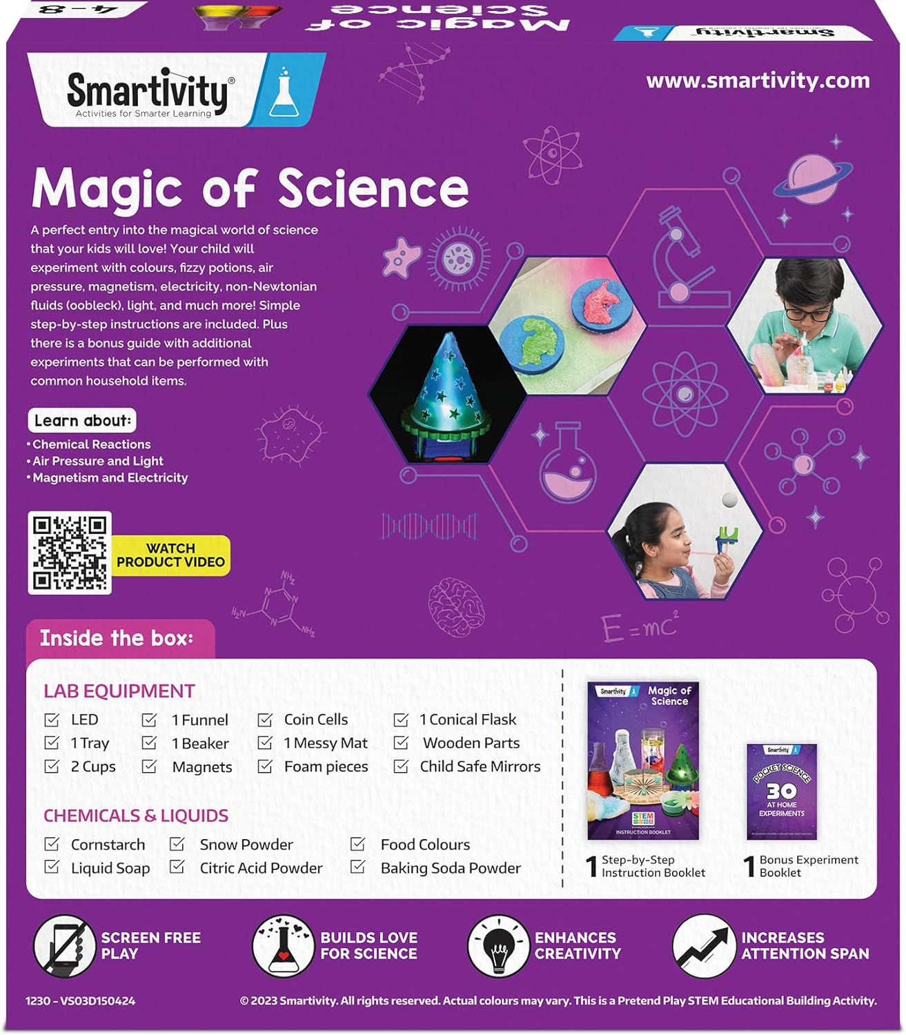 Smartivity Magic of Science Experiment Kit for Kids 4+ Years, STEM Chemistry and Physics Lab, 50 Experiments, Educational Science Toy, Birthday Gift for Boys and Girls