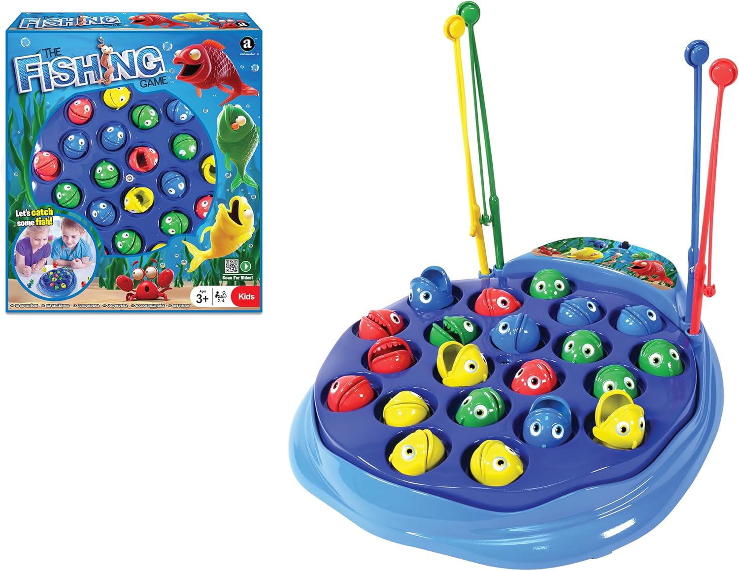 The Fishing Game, Bright Colourful Rotating Fish Pond, Hand-Eye Coordination Game for Kids 3+ Years
