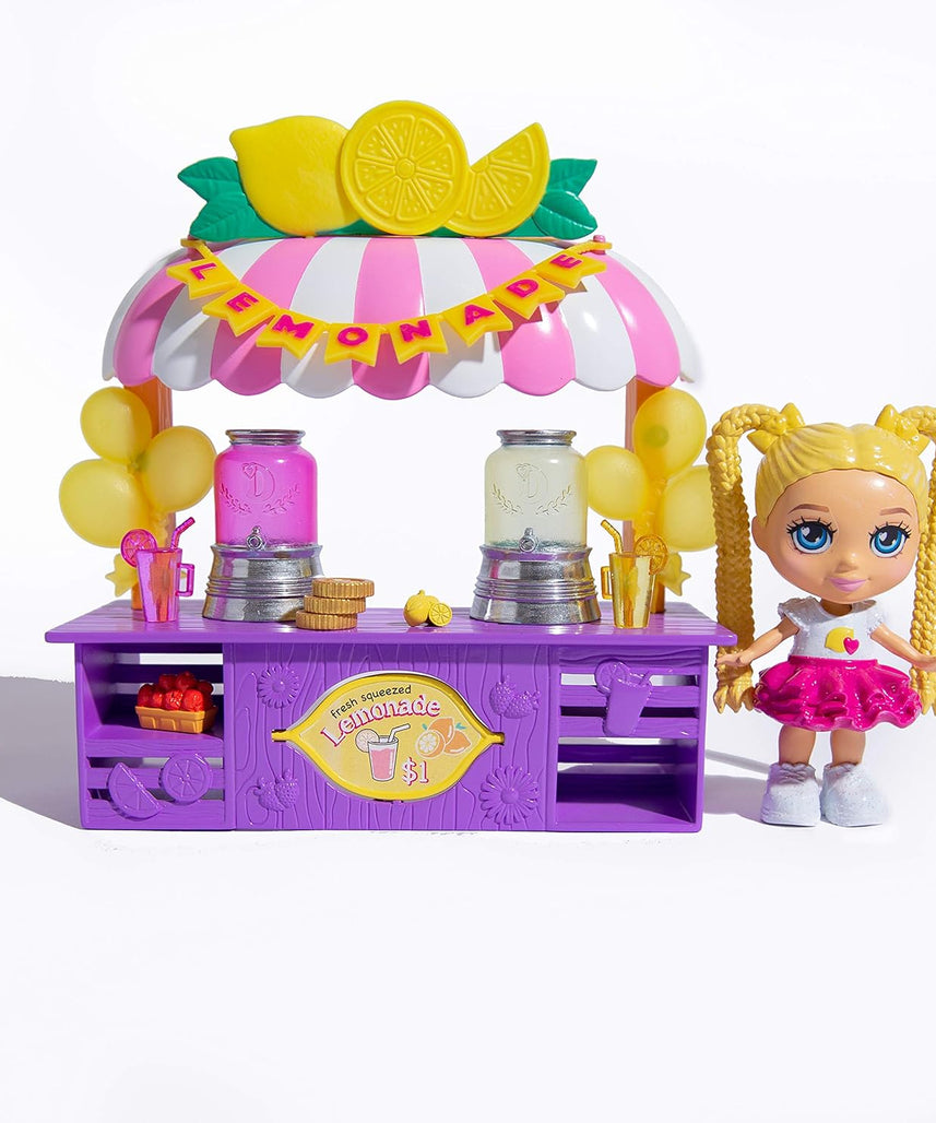 Far Out Toys Love Diana 3.5 Inch Collectible Doll Playset with 2-in-1 Lemonade and Flower Stand and 11 Surprise Accessories for Kids Ages 3 and Up