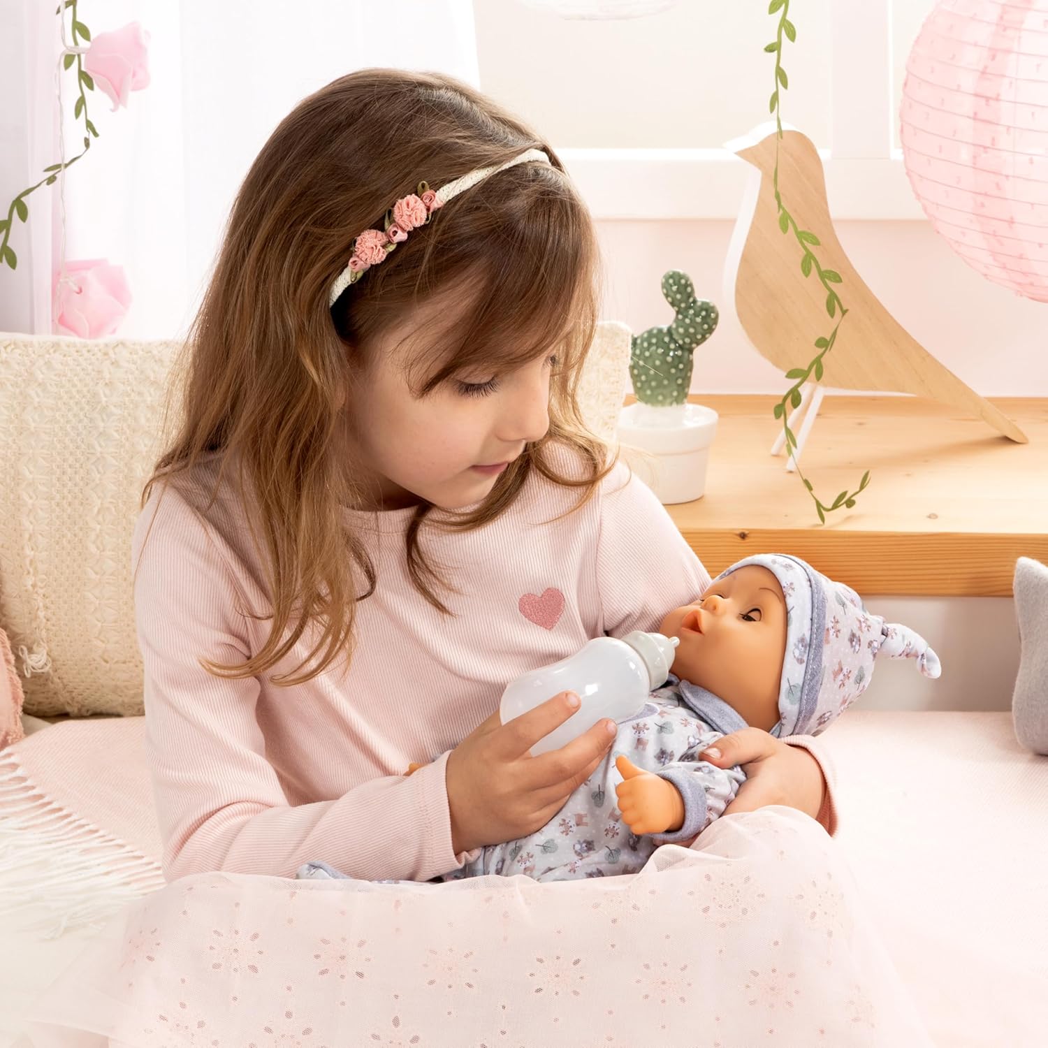 Bayer Design 93824CP Interactive Baby Doll Talking Soft Body Dummy Bottle 38cm