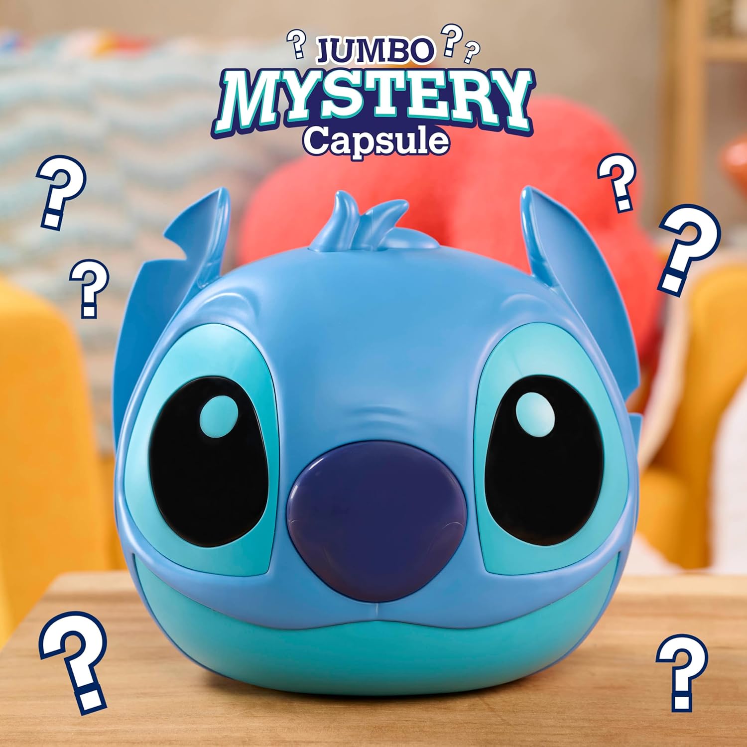 Disney Stitch Jumbo Mystery Capsule, 9 Inch Plush Toy, 8 Piece Surprise Set, Reusable Storage Capsule, Kids Toy Ages 3+