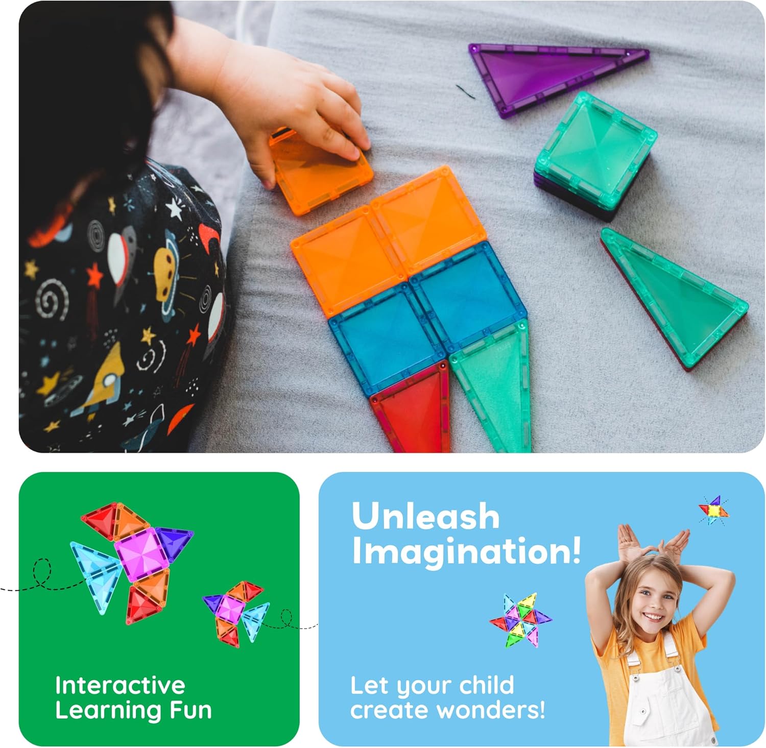 PicassoTiles 120pcs Mini Diamond Magnetic Tiles Expansion Car Truck and Figures Play Set, Kids Building Magnet Bricks STEM & Learning Toys, Magnetic Add-ons, Toddler Preschool 3+ Boys and Girls