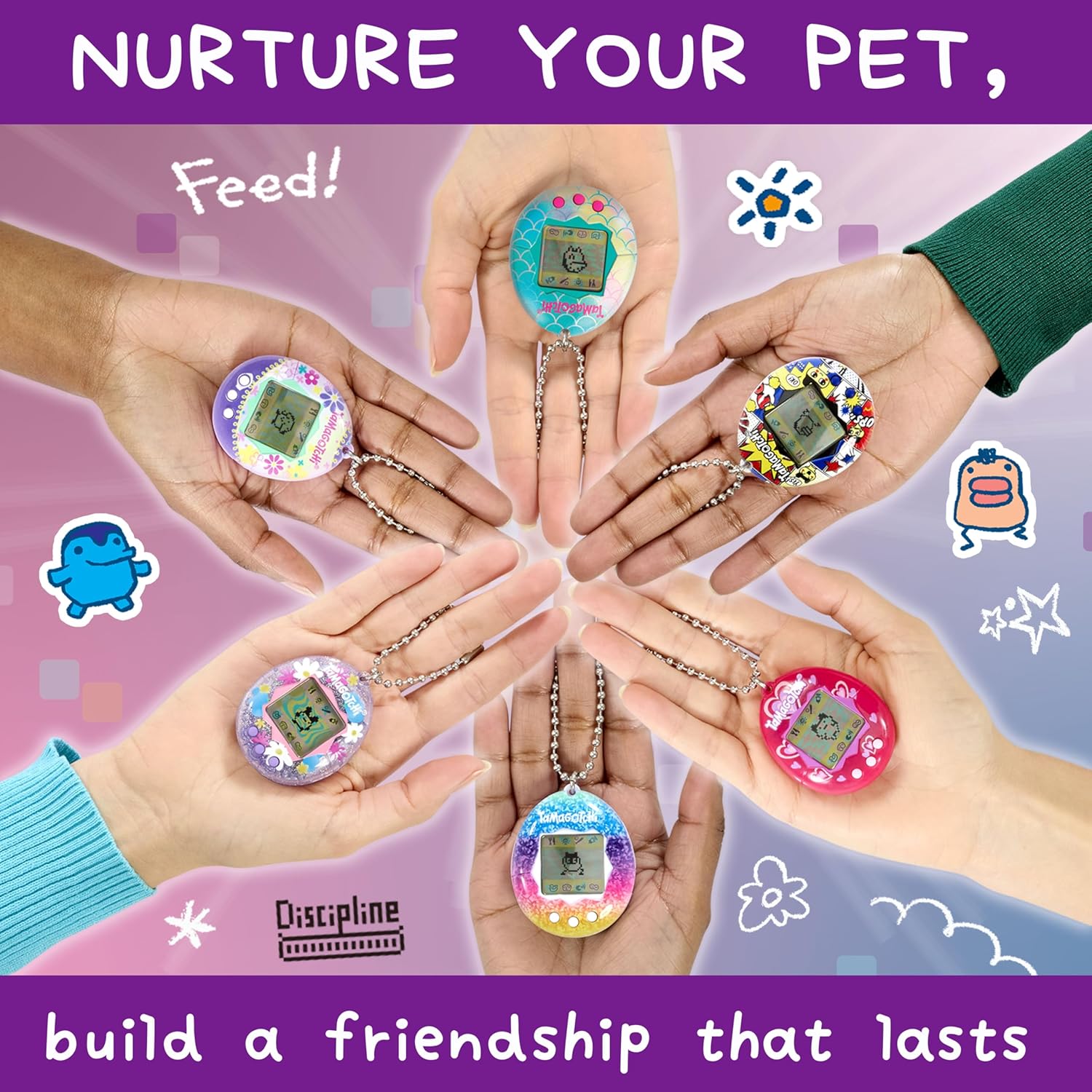 BANDAI Tamagotchi Argyle Heart Virtual Pet 42981 Electronic Toy Ideal for Ages 6+ Zoom into Paradise to Surround Your Electronic Pet
