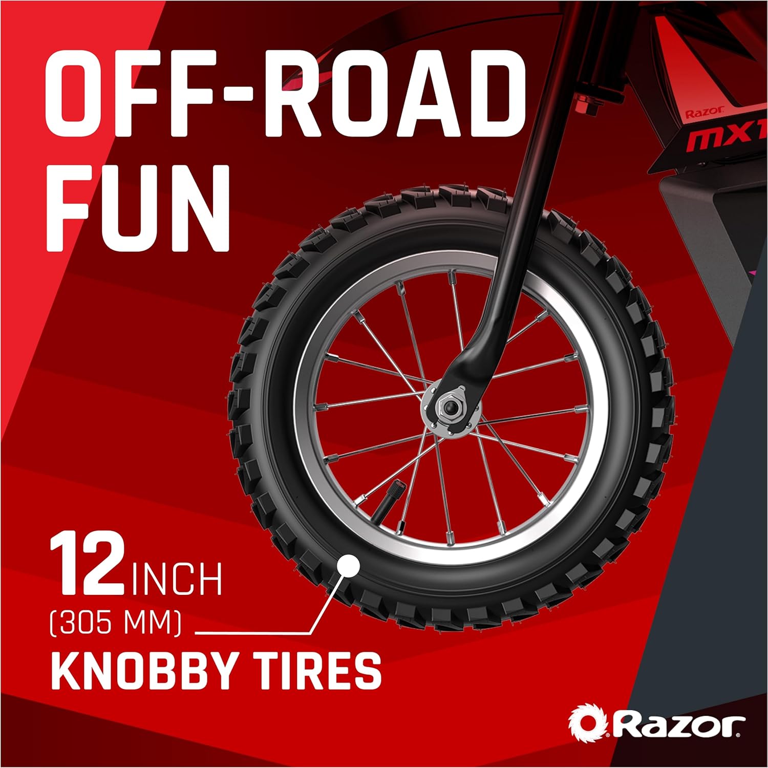 دراجة Razor MX125 Dirt Rocket الكهربائية للأطفال من سن 7 سنوات فما فوق، محرك عزم دوران عالي 100 واط، دفع خلفي، سرعات تصل إلى 8 أميال في الساعة، وقت تشغيل 40 دقيقة، لون أسود