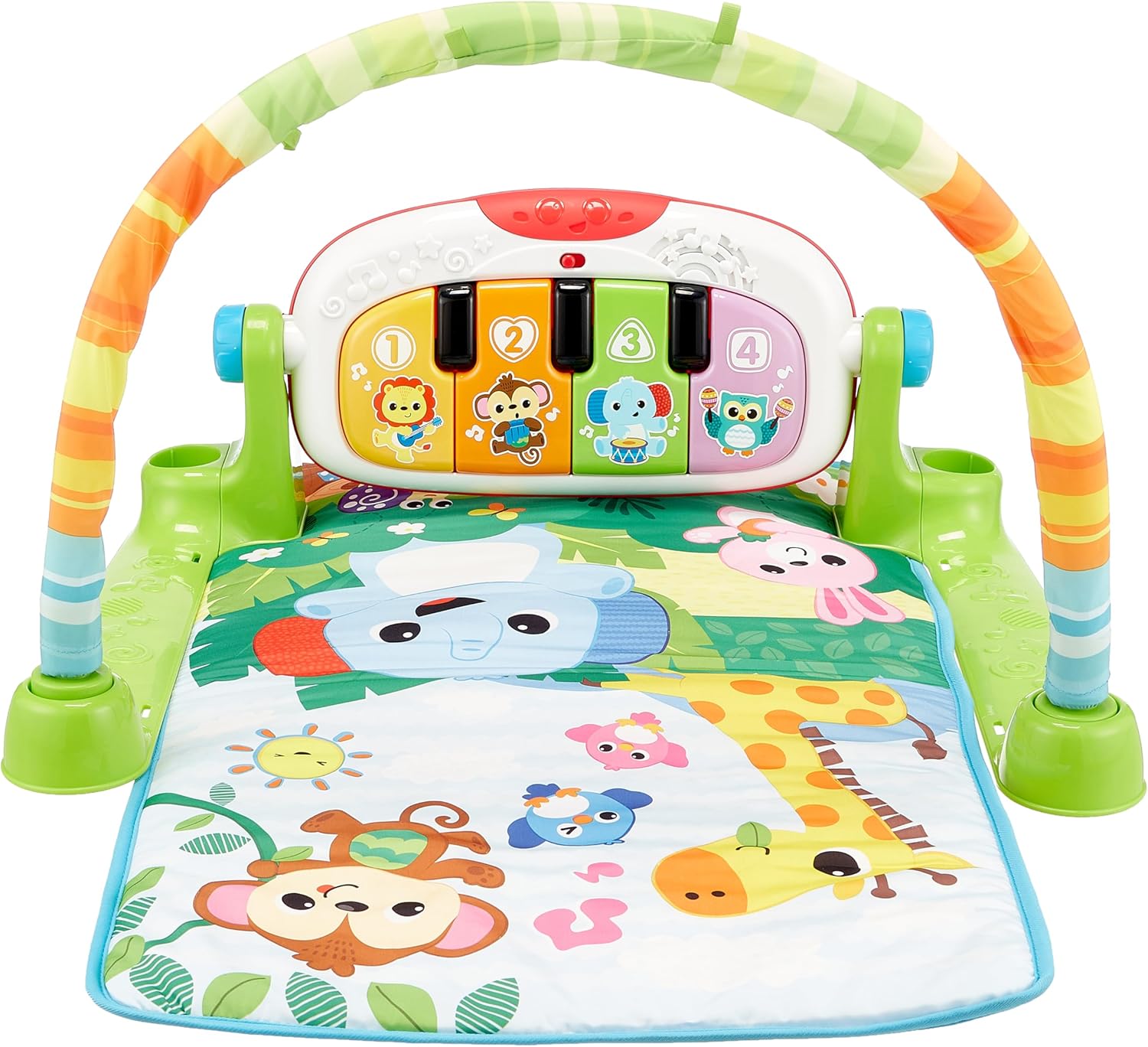 Winfun Jungle Pals Kick ’N Play Musical Gym | Baby Activity Play Mat with Lights & Sounds | Infant Gym with Hanging Toys & Musical Kicking Pad for Newborns 0M+