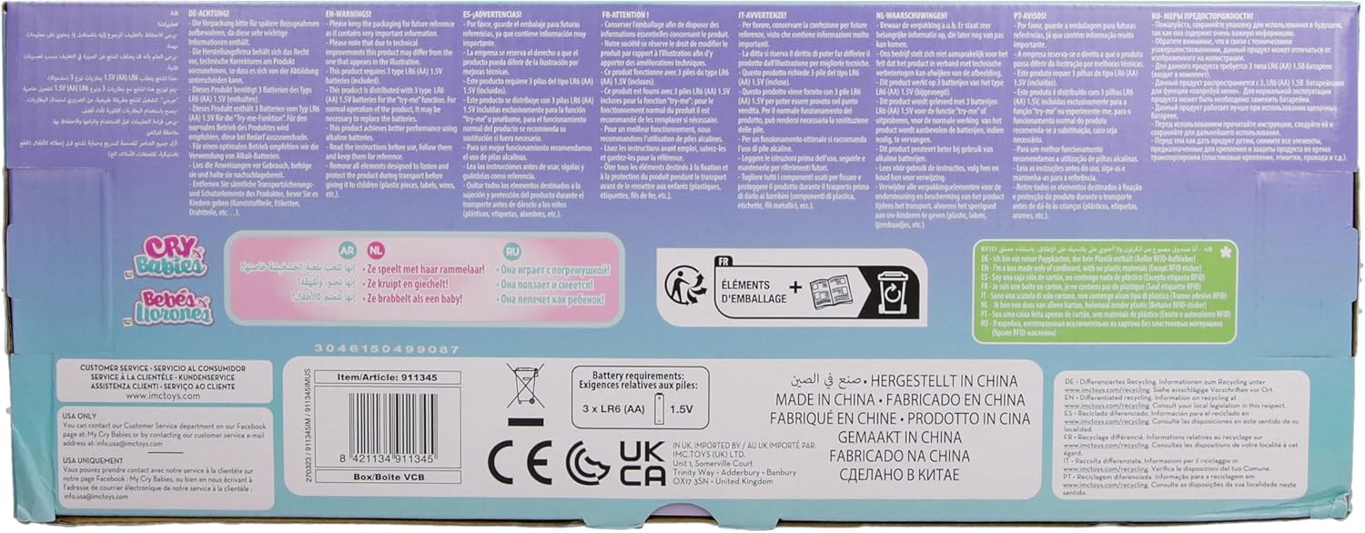 Cry Babies Crawling 4 Pattes Jenna, Crawls & Giggles, With 30+ Baby Sounds, Includes Accessories, 1 Years+