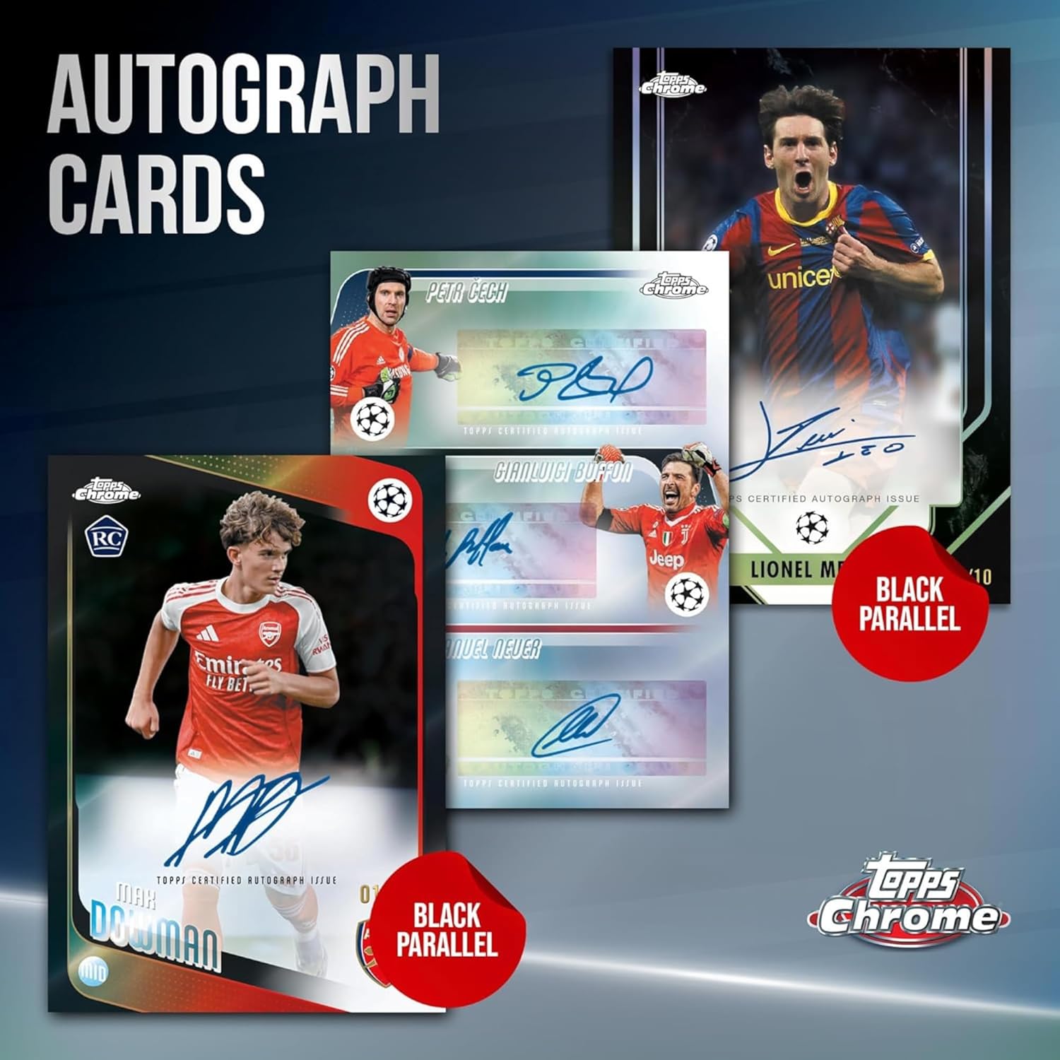 Topps UEFA Club Competitions Chrome 2025/26 Hanger Pack Trading Cards, 15 Cards Per Pack, Exclusive Pulsar Parallels, Autograph Chase Cards, Official UEFA Football Collectibles