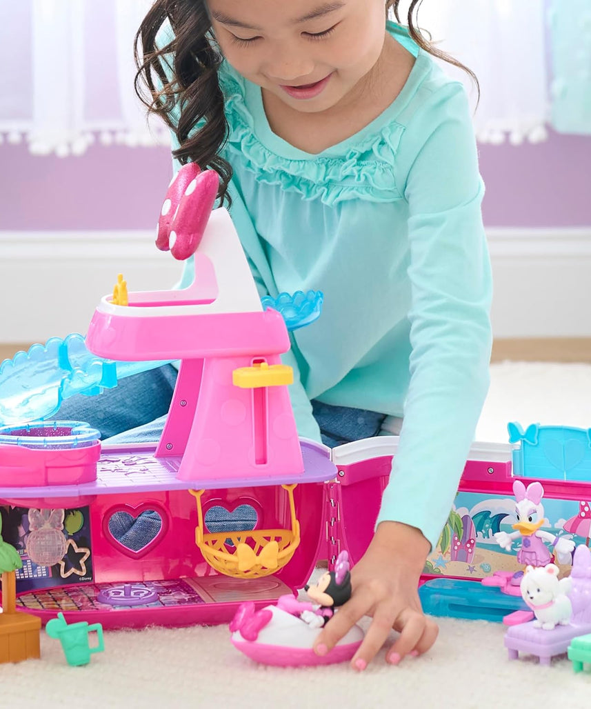 Just Play Minnie Mouse Bowdazzling Yacht Playset with Light and Sound Effects, 14 Pieces, Children's Toy from 3 Years