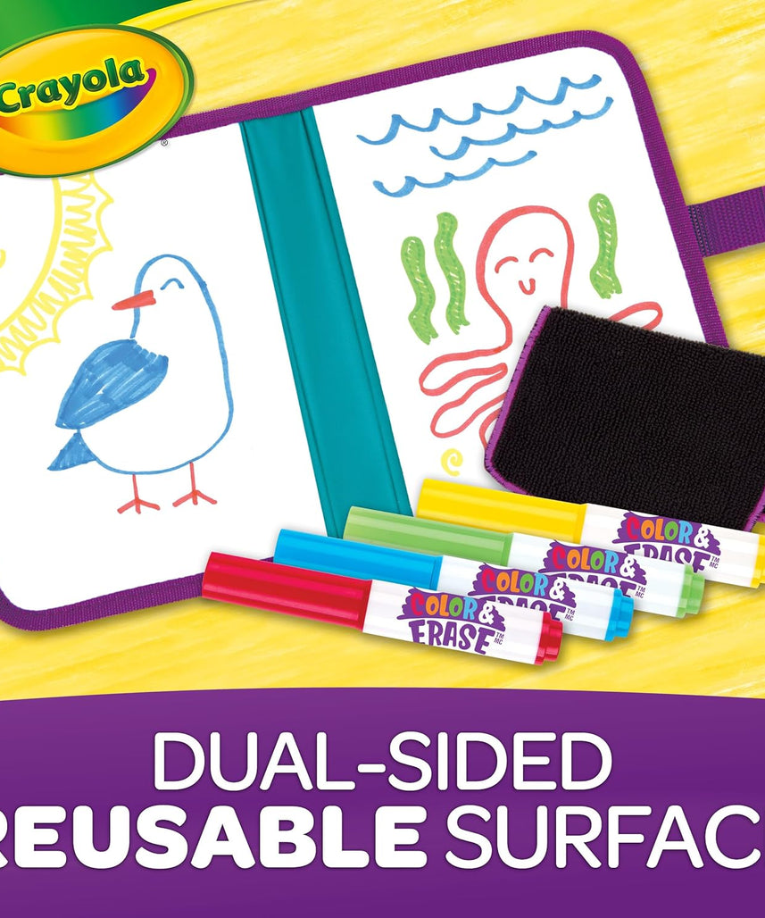 Crayola Color & Erase Drawing Board for Kids, Travel Coloring Kit, Gift 3+