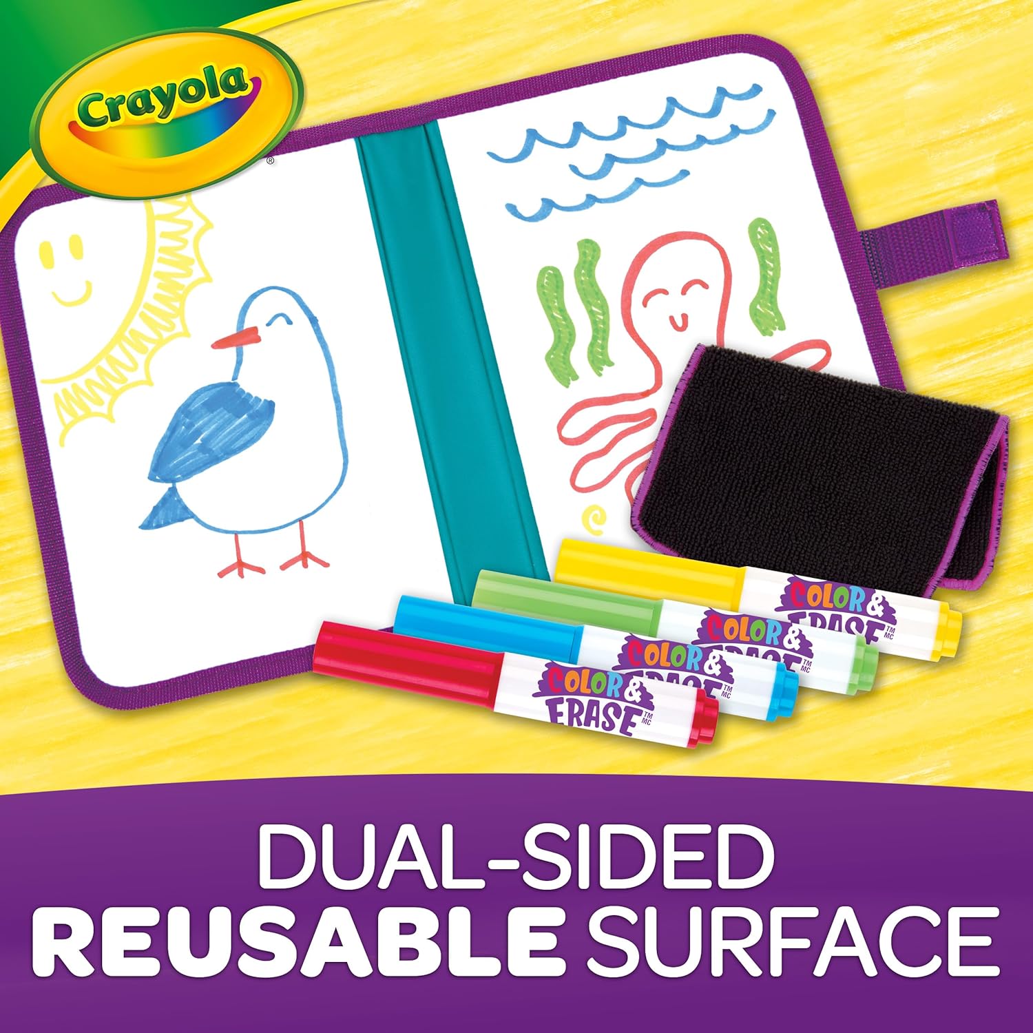 Crayola Color & Erase Drawing Board for Kids, Travel Coloring Kit, Gift 3+