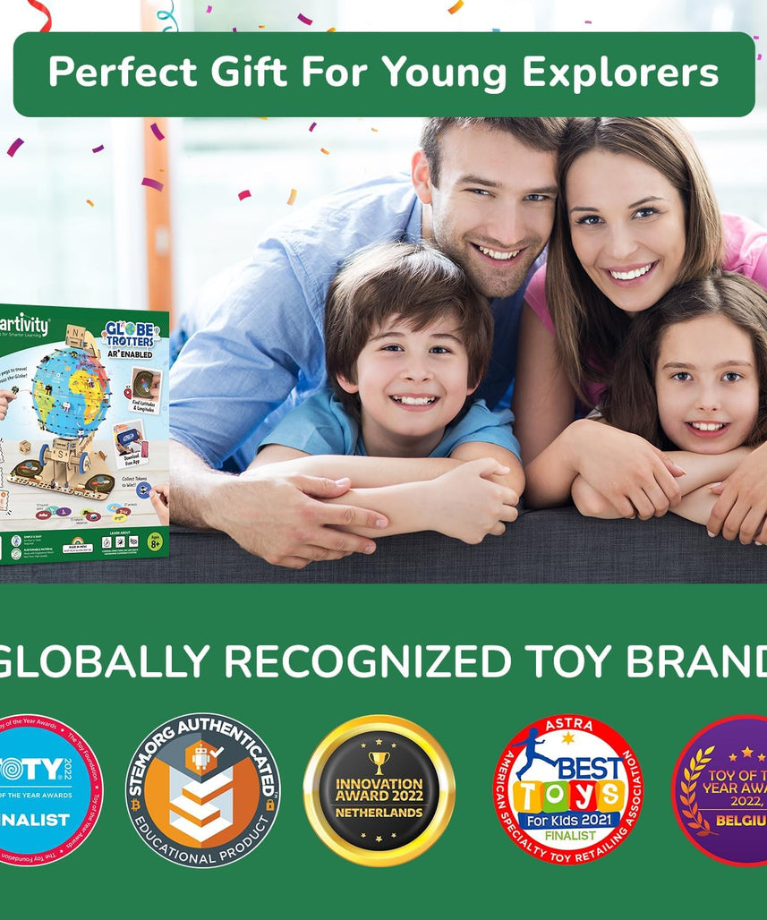 Smartivity Interactive Globe Model for Kids 8-14 Years Old | Build Your Own Globe with 1000+ Facts About Animals, Monuments, Places I Birthday Gift for Boys & Girls I Educational Toy for Kids