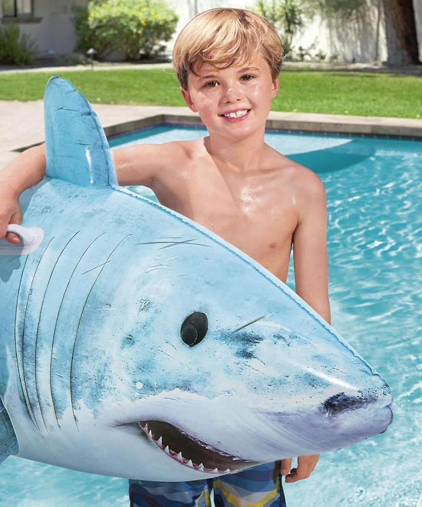 Bestway Realistic Shark Rider 183X102 Inflatable Water Float Ride on, Multicolor