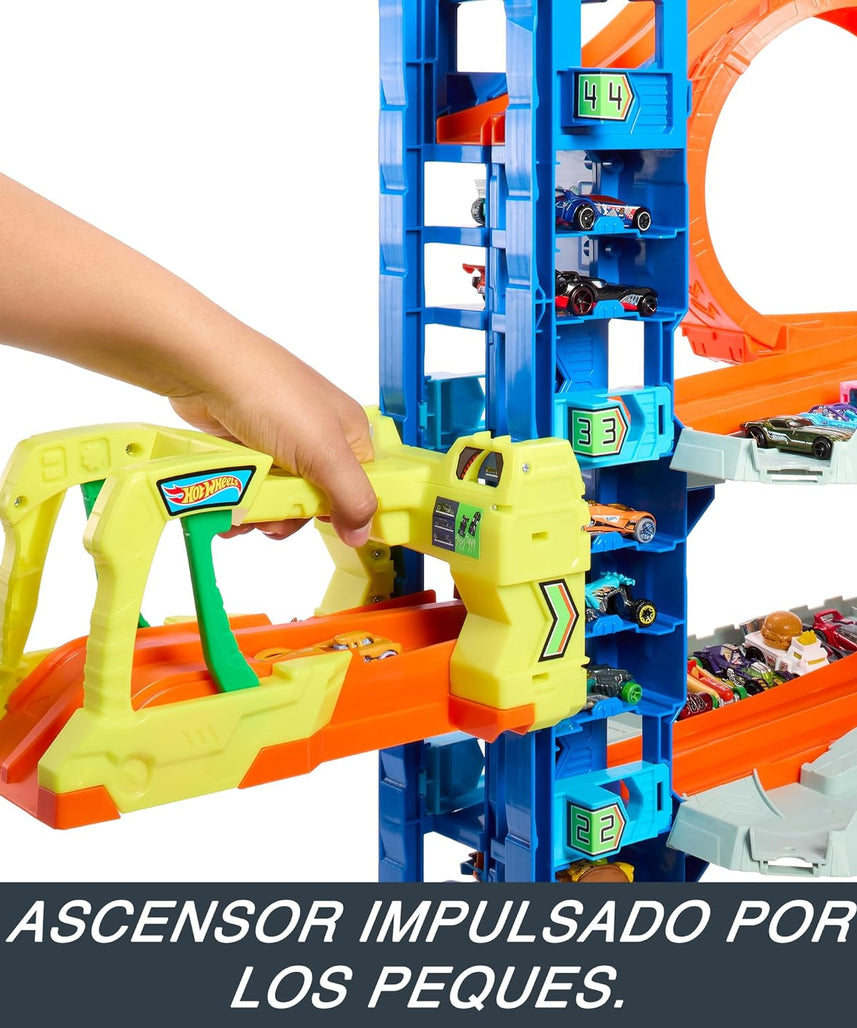 Hot Wheels City Ultimate Garage Playset with Dragon, 2 Die-Cast Cars Included, Multi-Level Track, Parking for 50+ Cars, Kids Toy Garage, Ages 4+