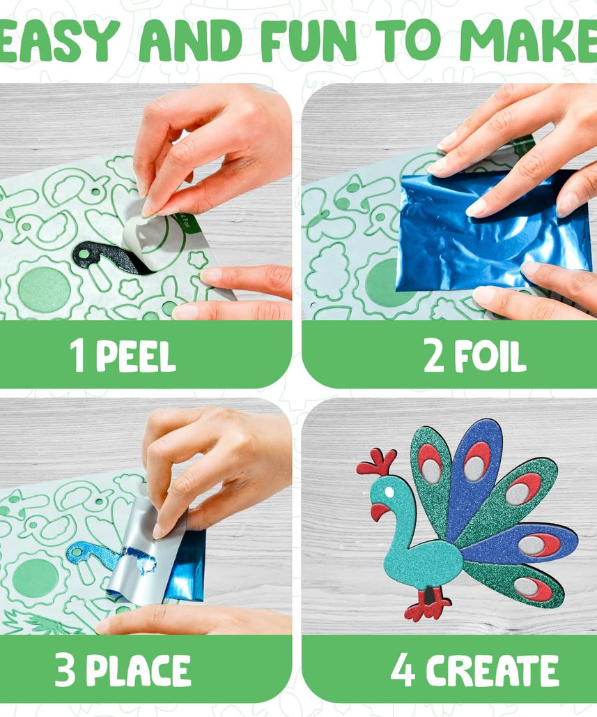 Smartivity Art & Craft Activity Kit- Foil Magic Animals Theme Craft Kit for Kids Age 4-10 Years, 100+ Foil Sheet, 10 Canvases, 170+ Stickers, Birthday Gift for Boys & Girls Ages 4,5,6,7,8,9,10