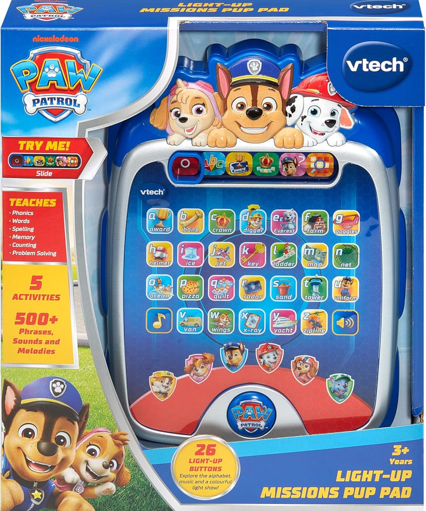 VTech PAW Patrol Luminous Mission Pup Pad, Interactive Learning Tablet Toy, Letters & Phonics, Kids 3–6+ Years